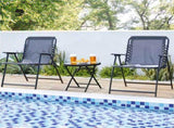 Outdoor Folding End Table with Tempered Glass Top, Black 92021317