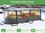 3-in-1 Raised Garden Bed with Greenhouse Cover, Galvanized Steel Planter Box for Year-Round Growing 55483065