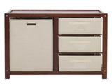 Brown painted pine wood frame children's bed with removable top, 87*53*87.5cm, includes 3 fabric 59911302