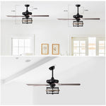 ZUN 52 Inch Farmhouse Ceiling Fan with Remote,3-Lights Ceiling Fan with Light Fixture W1592P162565