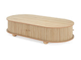 MDF ELEGANT LONG OVAL STORAGE SIDE TABLE WITH RETRO CHARM, NATURAL COLOR N770P281568N