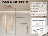 High Ceiling Chandelier Modern LED Ring Pendant Light 3 Color Dimmable Gold Chandeliers Contemporary 87694534