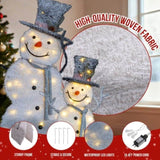 Set of 2 Lighted Snowman with Top Hat Christmas Decorations, Pre-lit 2D Holiday Decor with 80 Warm 25364656