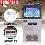 ZUN ZK-110 120V 240W 110lbs/50kg/24h Ice Maker Stainless Steel Transparent Frosted Lid/Display/4*9 62300795