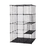 ZUN 3-Tier Wire Cat Cage, Large Kennels Playpen with 3 Platforms, 3 Ramp Ladders and 4 Doors, Black W2181P155328