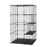 3-Tier Wire Cat Cage, Large Kennels Playpen with 3 Platforms, 3 Ramp Ladders and 4 Doors, Black W2181P155328
