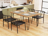 5-Piece Industrial Dining Table Set for 4, Rustic Oak Kitchen Table with 4 PU Leather Chairs 21772990