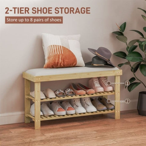 ZUN Shoe Bench with Storage Cabinets （Prohibited by WalMart） 15987582