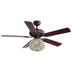 ZUN 52 Inch Crystal Ceiling Fan With 3 Speed Wind 5 Plywood Blades Remote Control Reversible AC Motor W882P144375