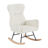 ZUN Cream white velvet rocking chair W58872237