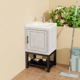 20" Small Bathroom Vanity with Sink & Hot and Cold Faucet, Freestanding Bathroom Cabinet with White W688P224408