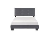 1pc Twin Platform Bed Dark Gray Velvet Upholstered Adjustable Height Headboard Button Tufted Solid B011P203576