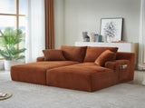 Compressible double chaise lounge with cupholders - No Assembly Required, Fluffy Modern Sleeper W2339P346394