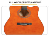 Brown 41-inch Dreadnought barrel-shaped cutaway acoustic guitar with pick, strings, capo, gig bag, 95446396