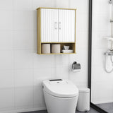 Bathroom Wall Cabinet with Double - Door, Bottom Wavy - Patterned Doors, Adjustable Inner W3151P288945