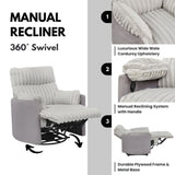 Bocaton Wide Wale Corduroy Upholstery Manual Recliner, Gray T2574P245445