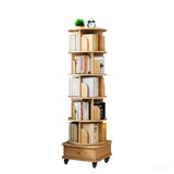6 Tier Rotating Bookshelf, 360&deg Display Round Spinning Bookshelf with Wheels and Drawer, 90763993