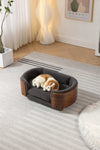 ZUN Scandinavian style Elevated Dog Bed Pet Sofa With Solid Wood legs and Walnut Bent Wood Back, W794125914