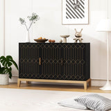 ZUN Carved Line 3 Door Storage Cabinet ,Sideboard Buffet Cabinet With Adjustable Shelf,Large Storage W2232P148100