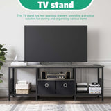 ZUN 55 inch TV Stand for Living Room, Entertainment Center with Fabric Drawers Storage, Television Media 52477479