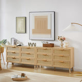 ZUN Bedroom dresser, 6 Double Dresser with rattan drawers, wood chest of drawers for kids living W1162P190401