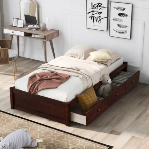 ZUN Orisfur. Twin Size Platform Storage Bed with 3 Drawers WF193634AAD