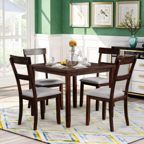 ZUN 5 Piece Dining Table Set Industrial Wooden Kitchen Table and 4 Chairs for Dining Room 08780576