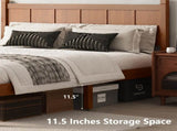 Queen Size Flat Panel Bed with Headboard & Footboard, Minimalist Modern Platform Bed with Wood Grain N733P422480D