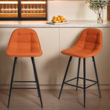 Counter Stools,Set of 2 Bar Stools with Back and Footrest, Modern Metal Counter Height Barstools for W561P175954