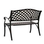 ZUN 40.5" Outdoor Cast Aluminum Bench With Mesh Backrest Seat Surface 24289313