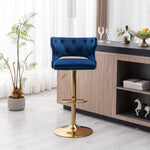 ZUN Bar Stools With Back and Footrest Counter Height Dining Chairs-Velvet Blue-2PCS/SET W67663282