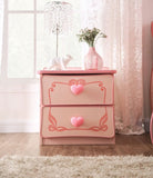 Wooden 2 Drawers Nightstand in Pink Finish B016P252817