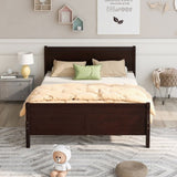 Queen Size Wood Platform Bed with Headboard and Wooden Slat Support WF289142AAP
