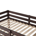 ZUN Twin Loft Pine Wood Bed with built-in desk, Safety Guardrails, Ladder,Espresso W504P148552