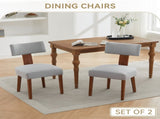 064-Set of 2 Linen Fabric Modern Armless Dining Chairs With Curved backrest and Solid Wooden Legs 42256414