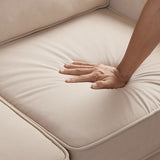 Modern 3 Person seat Sofa Couch with Scooped Armrest/Wood legs,Upholstered Velvet 3-seat Sofa with W2186P143473