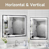 28x36" Black Tempered MirrorDual LED Light StripsFront and Back Lighting T3177P320575