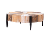 Rustic Manufactured Wood Flower - Shaped Coffee Table with Metal Legs, 31.7" Diameter Vintage W2729P353716