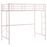 ZUN Twin Size Metal Loft Bed with Safety Guardrails & 2 Built-in Ladders, Loft Bunk Bed Frame for Teens 95102759