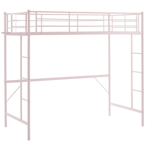 ZUN Twin Size Metal Loft Bed with Safety Guardrails & 2 Built-in Ladders, Loft Bunk Bed Frame for Teens 95102759