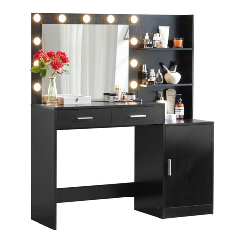 ZUN Vanity Desk with Mirror and Lights, 46.4IN Dressing Table with 2 Large Drawer&Large Vertical 65595019