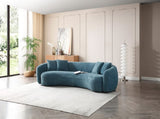 102'' Boucle Sofa Modern Sectional Half Moon Leisure Couch Curved Sofa Teddy Fleece Velet Blue W87694857