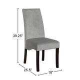 Set of 2 Velvet Upholstered Dining Side Chairs, Grey and Black B016P223085