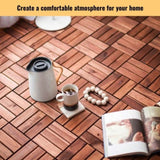Acacia Wood Interlocking Deck Tiles Checker Pattern, 30 PCS 12" x 12" Square Acacia Hardwood Outdoor W2391P272587