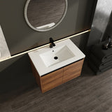 LEVISTAR Brown 30 Inch Bathroom Vanity with resin Countertop Sink, 2 Doors Bathroom Cabinet Set W1972P165046