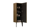 Emilia-14S Striped Matt Black Bathroom Side Cabinet, Freestanding Storage Cabinet for Modern W1865P284118