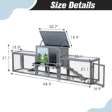 Large 2-Story Outdoor Rabbit Hutch, Bunny House with Dual Runs, Resting Room, PC Sun Roof, Pull-Out W2181P356097