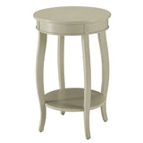 Antique White Round Side Table with Bottom Shelf B062P181365