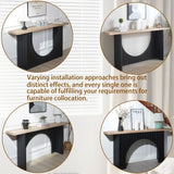 Modern Minimalist Console Table with Black Arch Base and Natural Wood Top,66in Length Console W2729P199007
