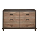 ZUN Modern Rustic Style 1pc Dresser of 6x Drawers 2-Tone Finish Wooden Bedroom Furniture B011P208175